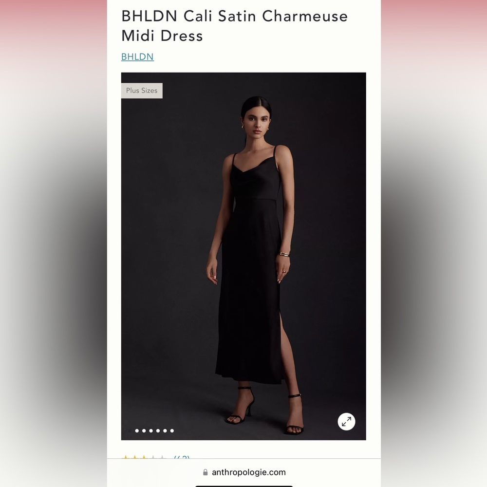 BHLDN Cali Satin Charmeuse Midi Dress in black